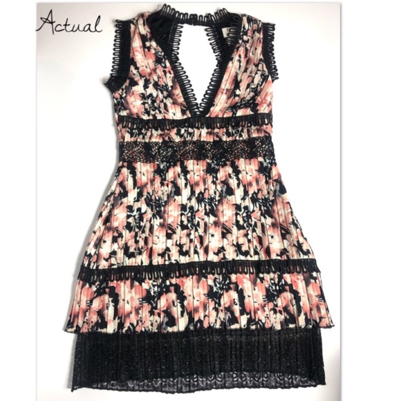 FOXIEDOX Jasmine Lace Trim Pleated Floral Mini Dress Size XS. - Picture 5 of 16